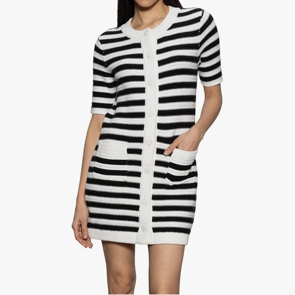 NWT Sanctuary Button Front Short Sleeve Knitted Sweater Dress Size Med